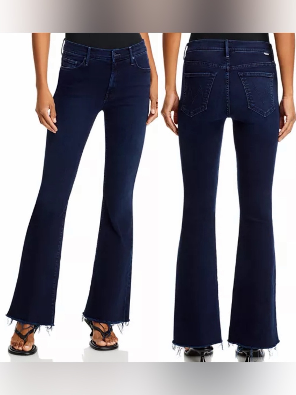 MOTHER The Weekender Mid Rise Flared dark Jeans Chip On My Shoulder 14